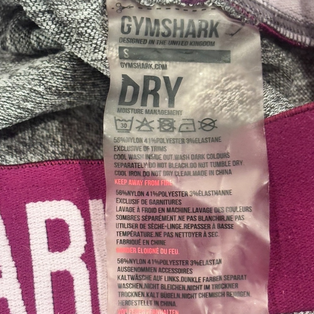Gymshark Flex High Waisted Leggings Charcoal Marl Deep Plum Size Small GUC - Picture 3 of 3